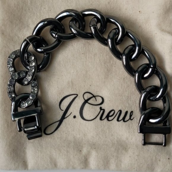 JCREW Pave on Black Metal Necklace NWT & Matching Bracelet NWOT - Picture 7 of 10